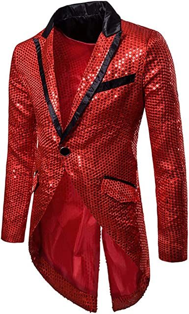 Mens Sequin Blazer Tailcoat Jacket Tuxedo Swallowtail Suits Shiny Dinner Party Show Tux Dress Coat