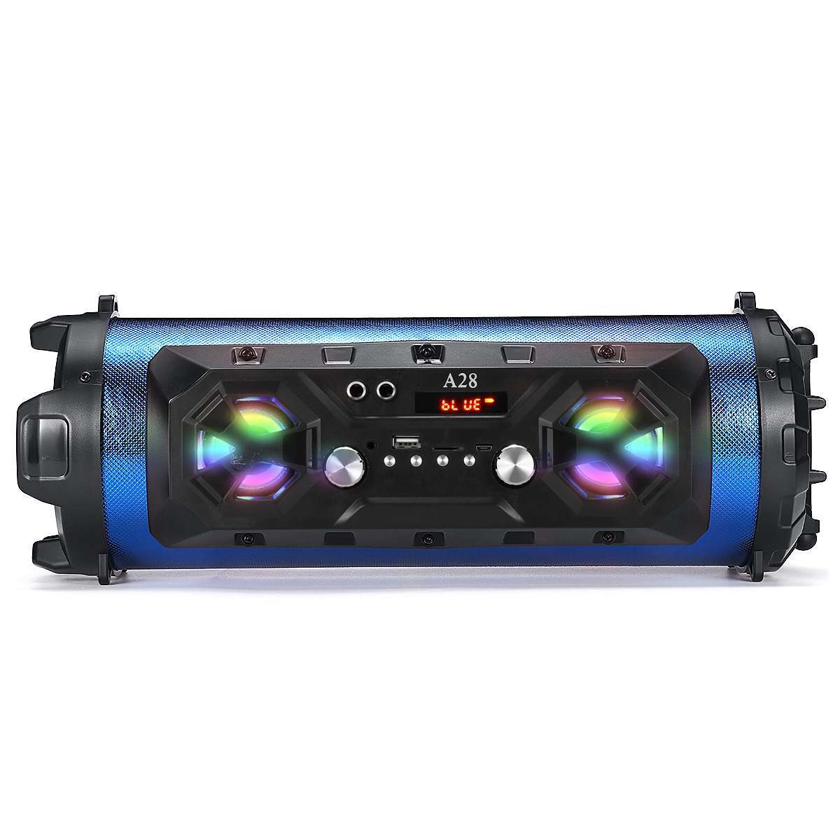 Bluetooth Speaker A28 Portable Wireless Stereo Bass Subwoofer Karaoke Party Speakers with RGB LED Light Support FM Radio TF Card