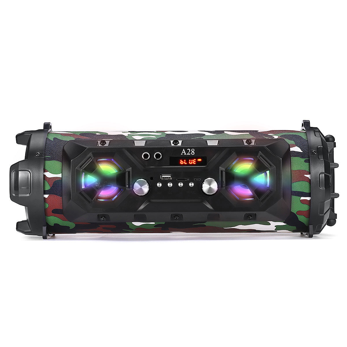 Bluetooth Speaker A28 Portable Wireless Stereo Bass Subwoofer Karaoke Party Speakers with RGB LED Light Support FM Radio TF Card