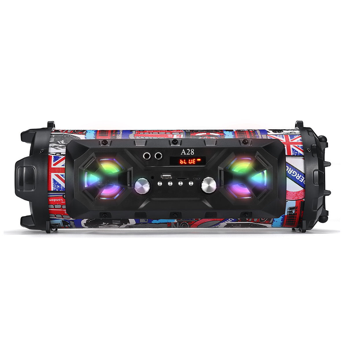 Bluetooth Speaker A28 Portable Wireless Stereo Bass Subwoofer Karaoke Party Speakers with RGB LED Light Support FM Radio TF Card