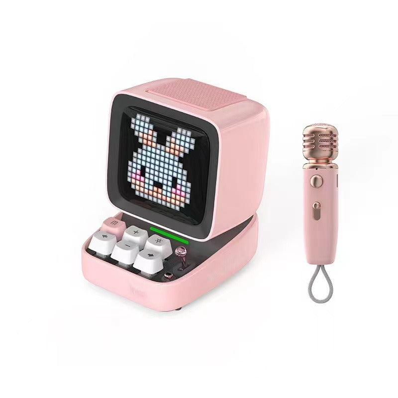 Retro Pixel Art Bluetooth Portable Speaker Alarm Clock DIY LED Display Board; Cute Gift Home Light Decoration