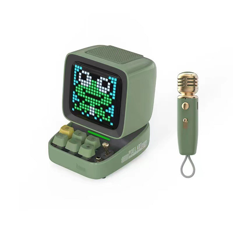 Retro Pixel Art Bluetooth Portable Speaker Alarm Clock DIY LED Display Board; Cute Gift Home Light Decoration