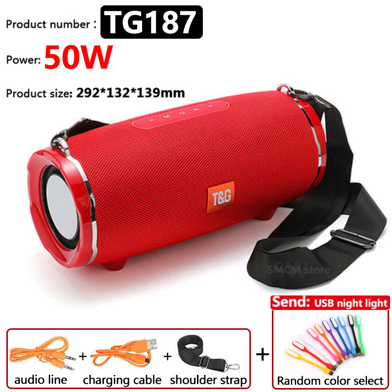 50W High Power TG187 Bluetooth Speaker Waterproof Portable Column For PC Computer Speakers Subwoofer Boom Box Music Center FM TF