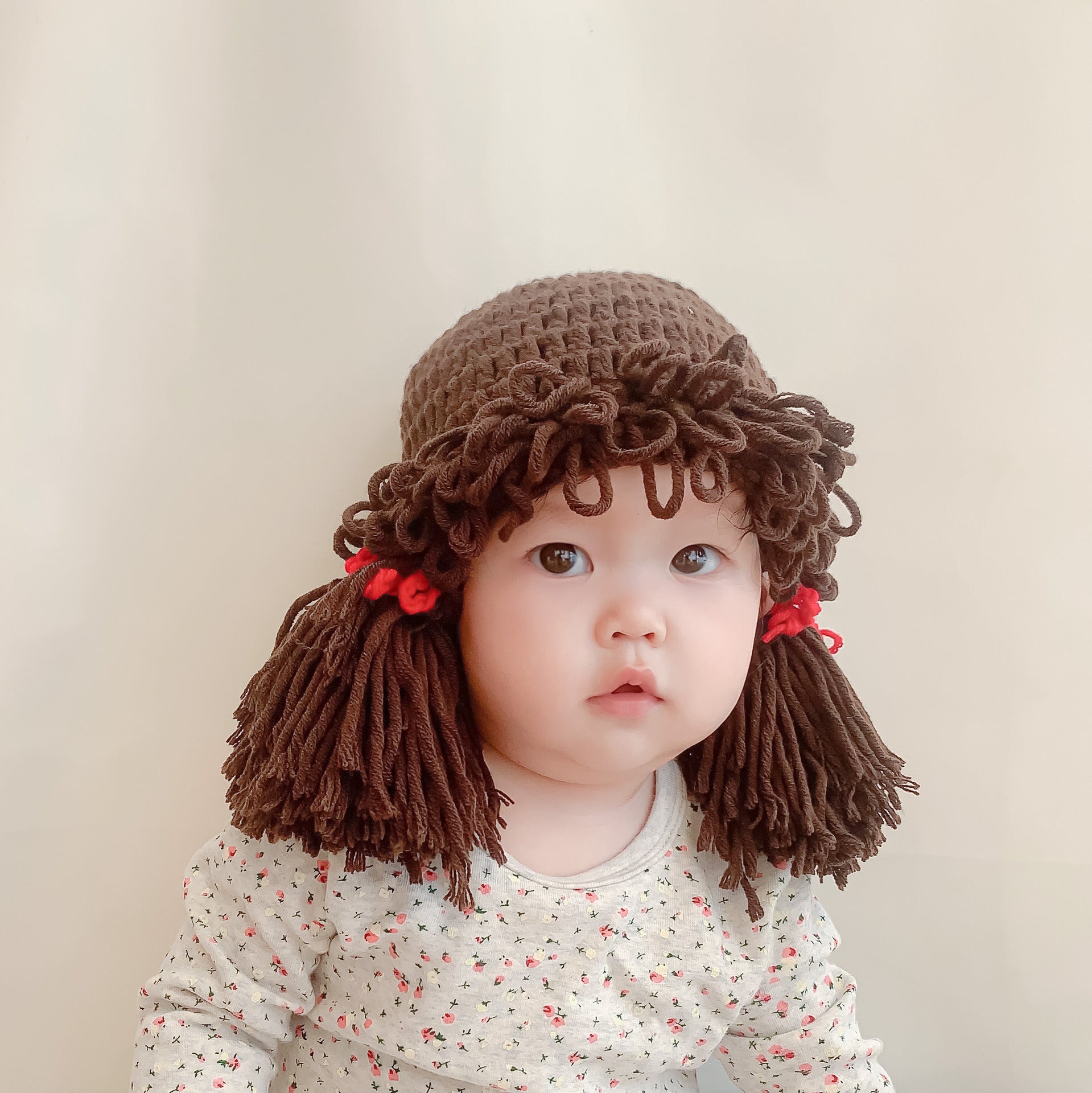 Shrek Hand Knit Empty Top Parent-Child Straw Hat Green Cute Ears Hat