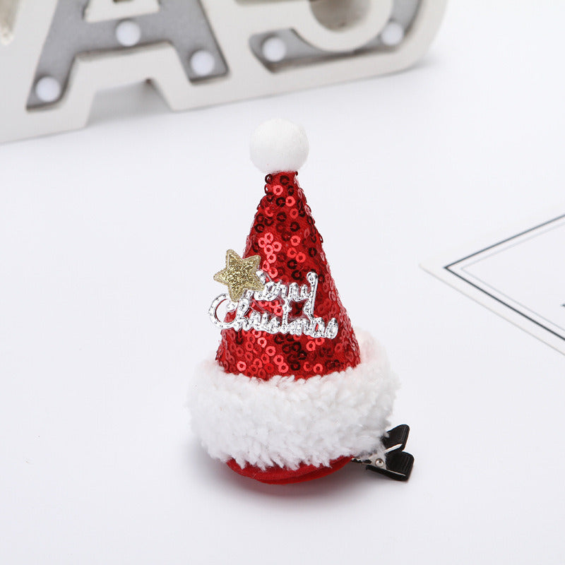 2 Pacs Christmas Decoration Hair Clip Selling Cute Hair Accessories Hair Accessories Head Clip Sequined Christmas Hat Small Hat Clip