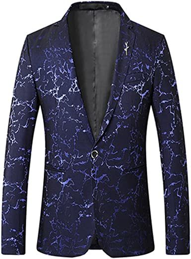 Men's Blazer Suit Jacket Lightning Pattern Shawl Lapel Blazer Stylish Tuxedo for Dinner; Prom; Wedding