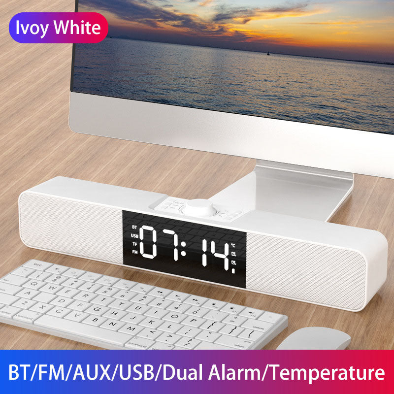 LED TV Soundbar Bluetooth Speaker Portable Wireless Computer Speakers USB Clock BoomBox Bass Sound Bar AUX HIFI TF USB FM Radio