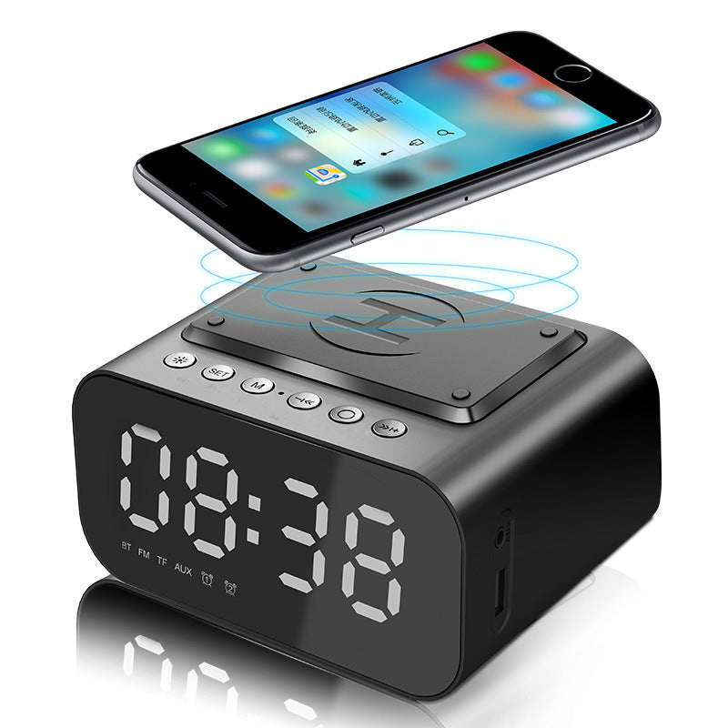 Wireless Bluetooth Speaker Charging 5W With LED Clock Alarm Function FM Radio Speaker