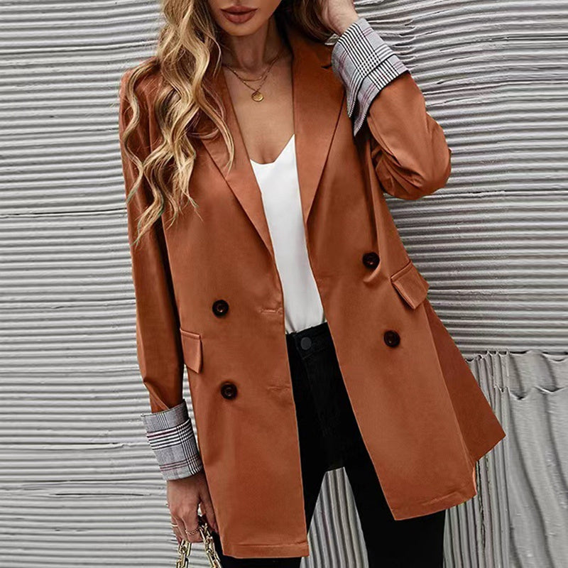 Spring Autumn Mid-length Thin Suit Women Casual Fashion Loose Windbreaker Solid Color Long Sleeves Coat Streetwear Office Lady