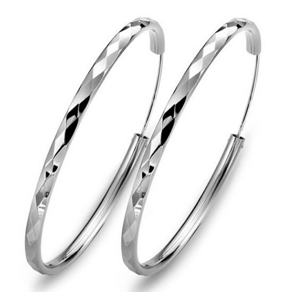 Silver Large Hoop Earrings Circle Hoops Earring