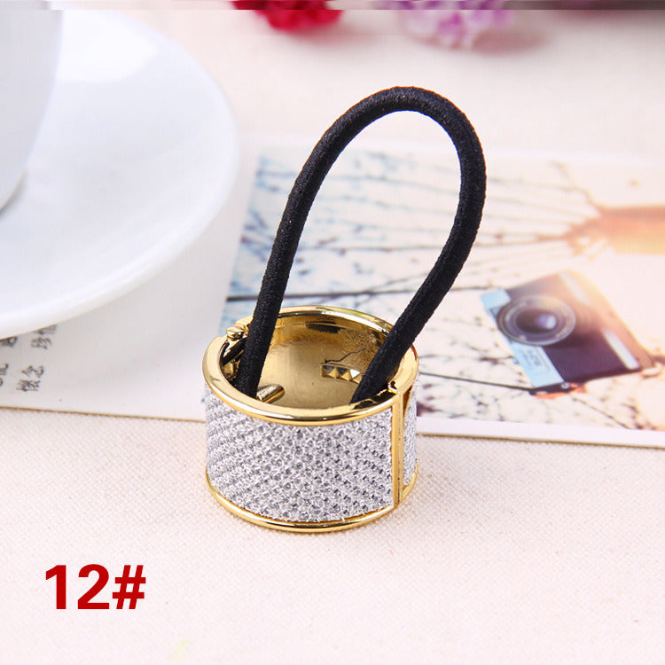 2022 Hairband Pearl Women Hair Accessories Scrunchy Punk Ponytail Holder Plastic Crystal Gum for Hair Ring Elastic Hair Band