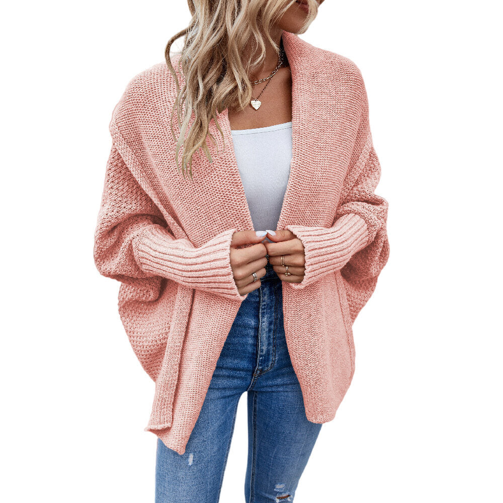 Women's Kimono Batwing Cable Knitted Slouchy Oversized Wrap Cardigan Sweater
