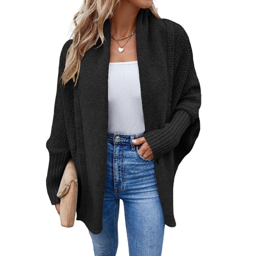 Women's Kimono Batwing Cable Knitted Slouchy Oversized Wrap Cardigan Sweater