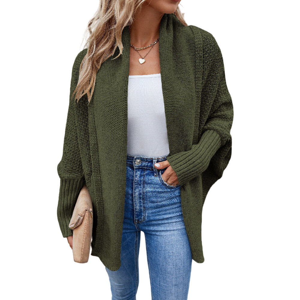 Women's Kimono Batwing Cable Knitted Slouchy Oversized Wrap Cardigan Sweater