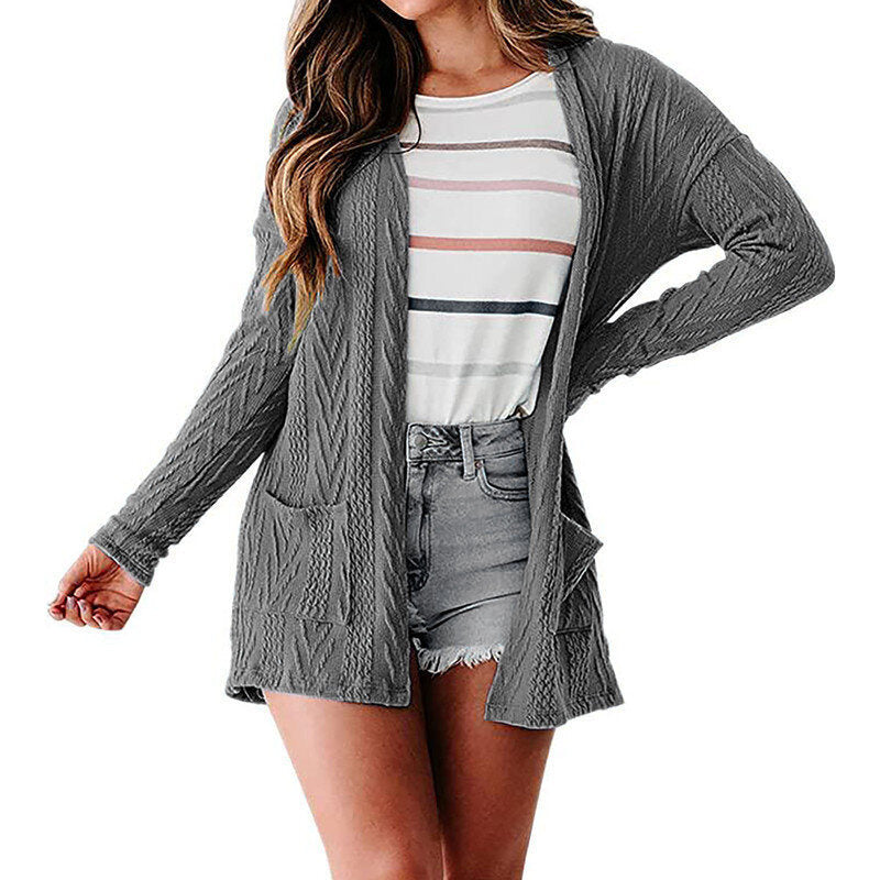 Open Front Cardigan Knitted Sweater