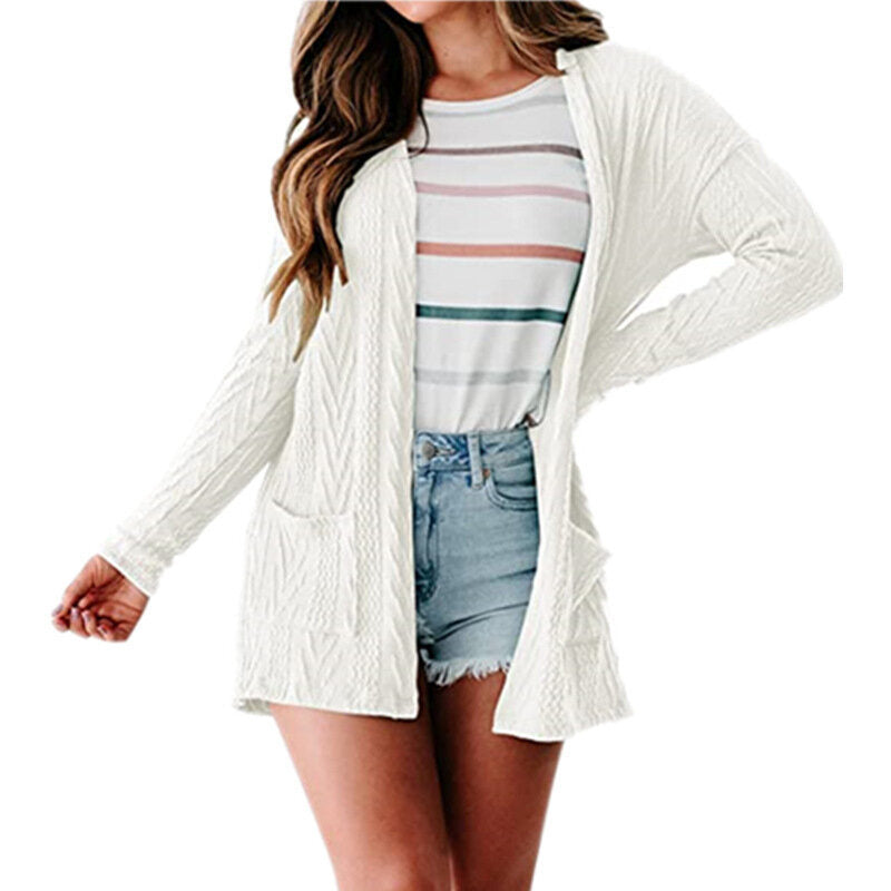 Open Front Cardigan Knitted Sweater