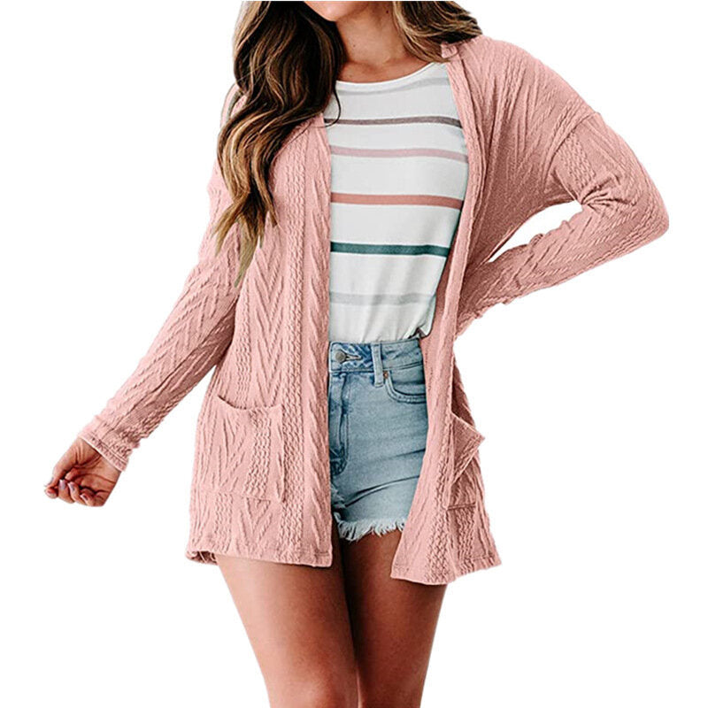 Open Front Cardigan Knitted Sweater