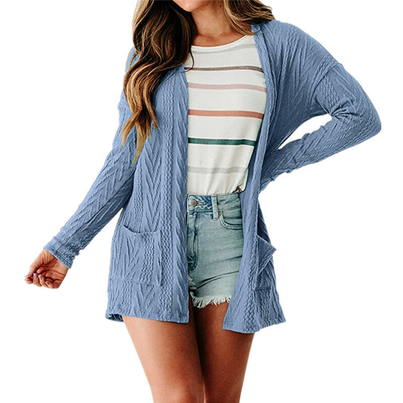 Open Front Cardigan Knitted Sweater