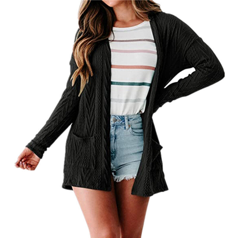 Open Front Cardigan Knitted Sweater