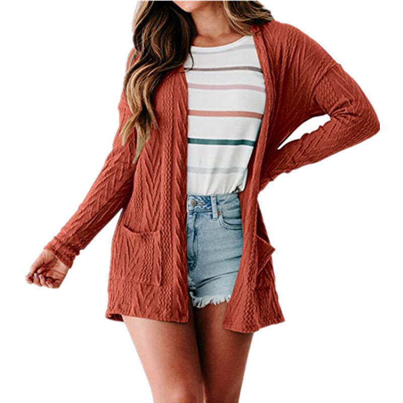 Open Front Cardigan Knitted Sweater