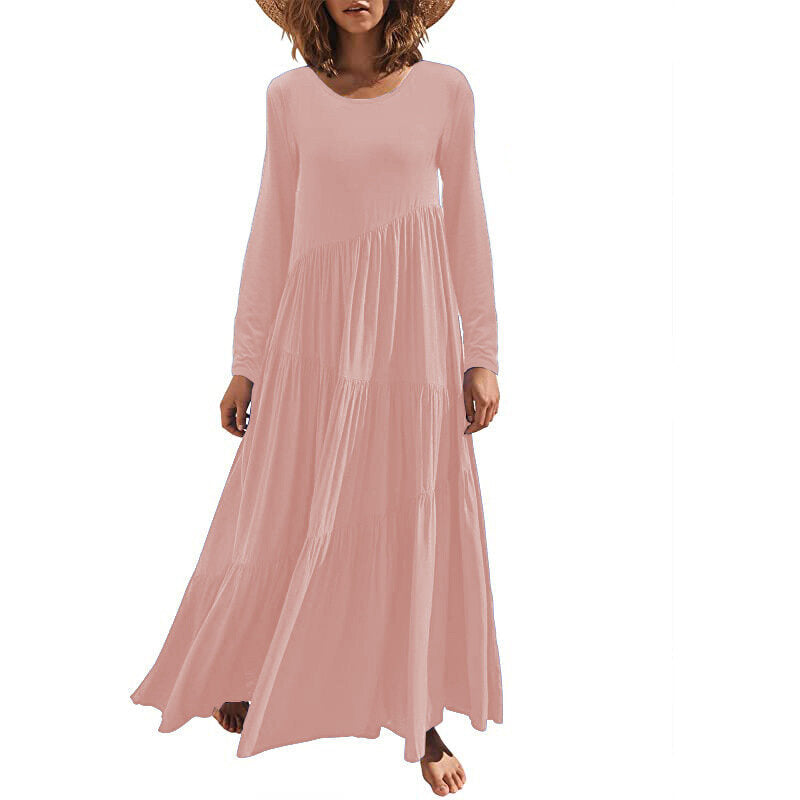 Loose Long Sleeve Swing Maxi Dress