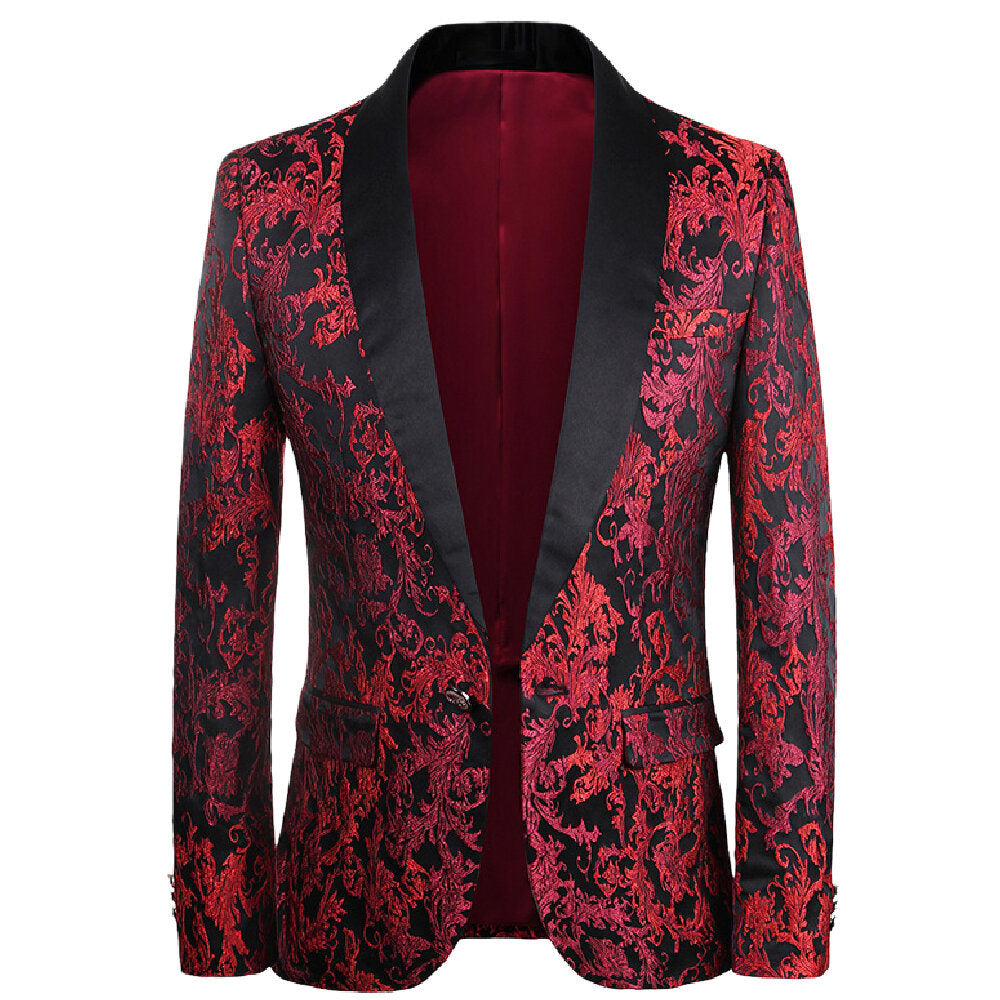 Men's Floral Tuxedo Jacket Embroidered Suit Jacket Blazer