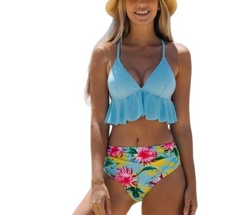 Sling Ruffle Bikini High Waist Triangle Swimsuit