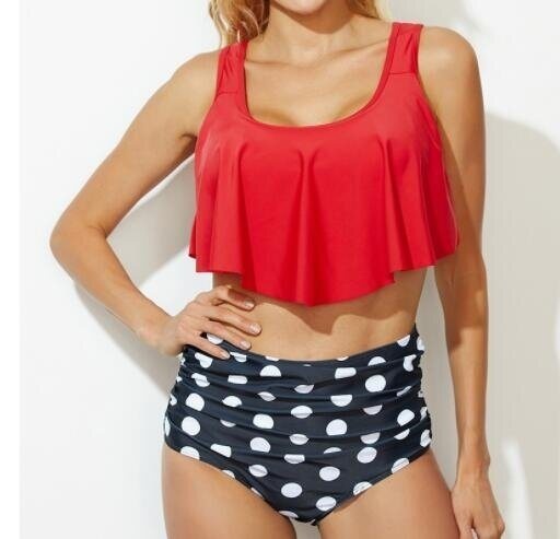 Two Piece High Waisted Bikini Ruffle Swimsuit