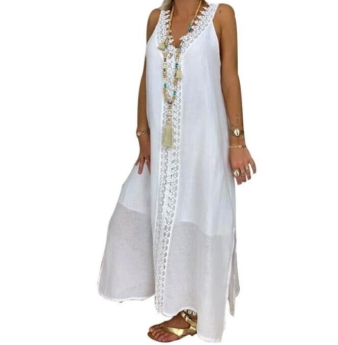 Loose Casual Linen Dress Sleeveless Maxi Dress