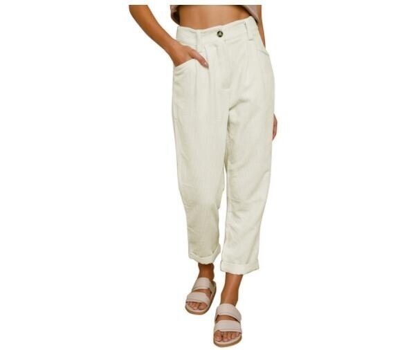 Corduroy High Waist Casual Pants Loose Trousers