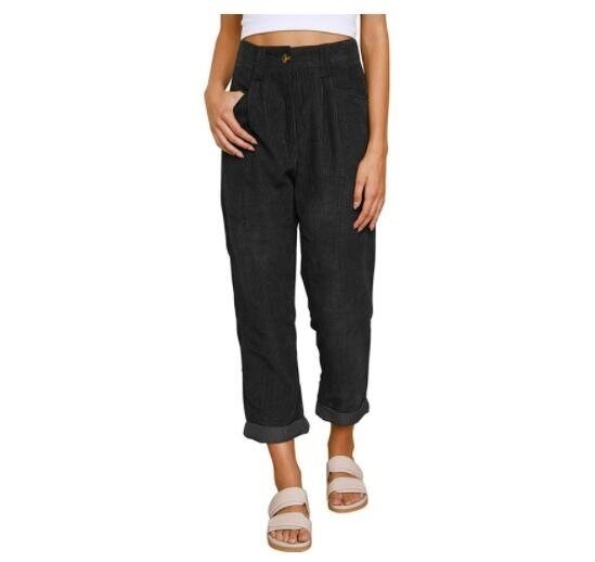 Corduroy High Waist Casual Pants Loose Trousers