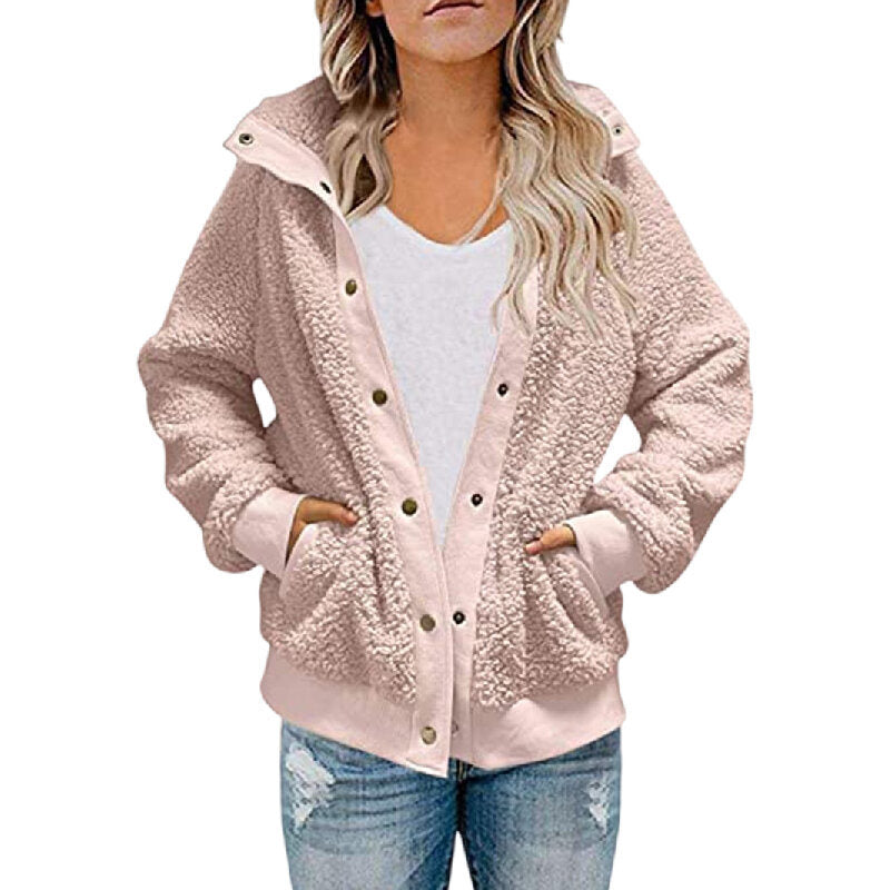 Lapel Button Fleece Sherpa Sweater Jacket