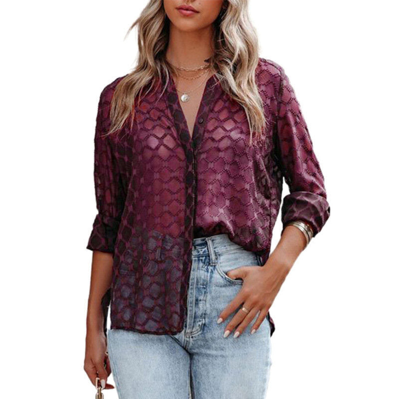 Womens Button Down Shirts Long Sleeve Blouse