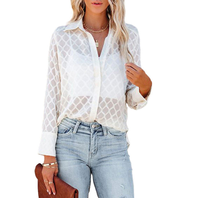 Womens Button Down Shirts Long Sleeve Blouse