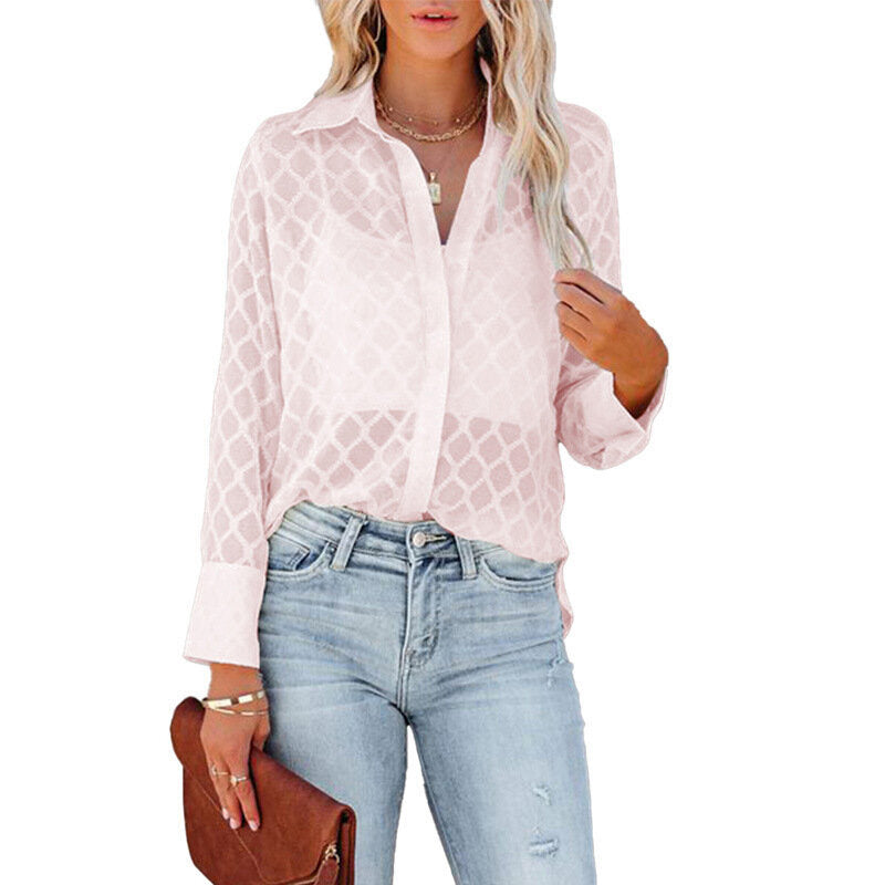 Womens Button Down Shirts Long Sleeve Blouse