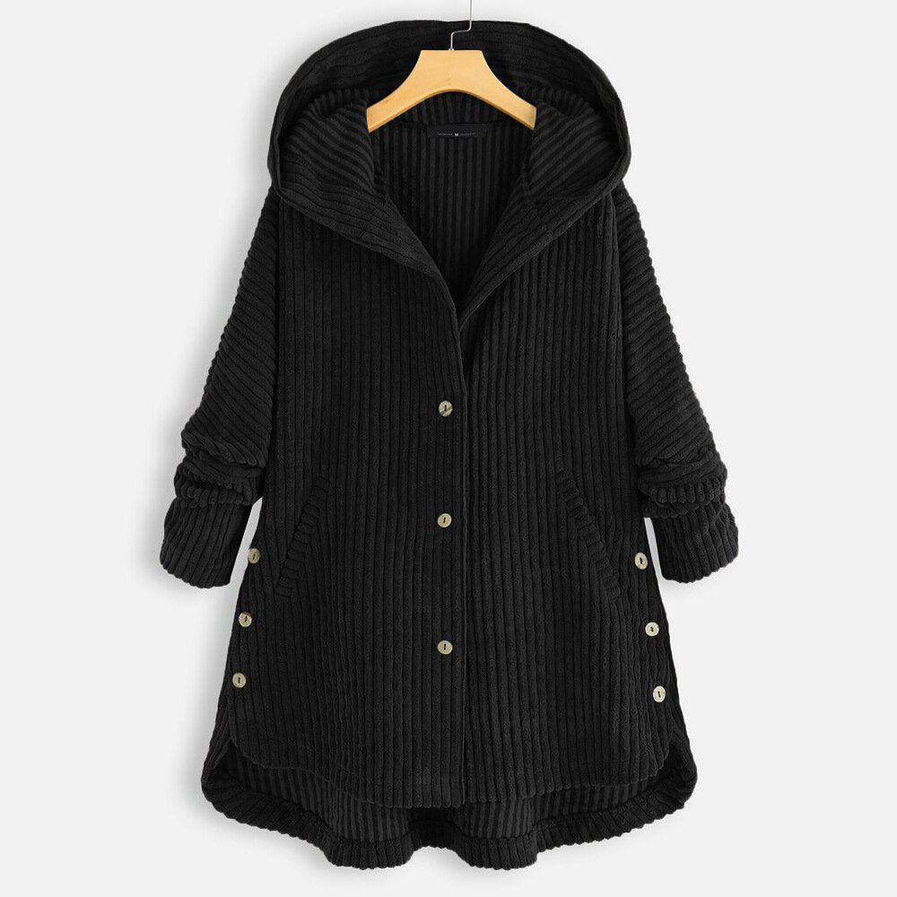 Corduroy Hooded Fleece Coat Casual jacket Outwear