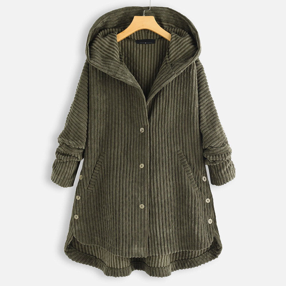 Corduroy Hooded Fleece Coat Casual jacket Outwear