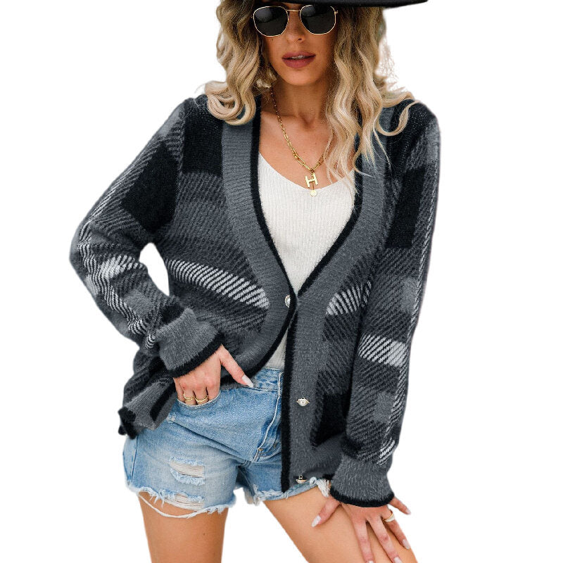 Striped Plush Panel Sweater