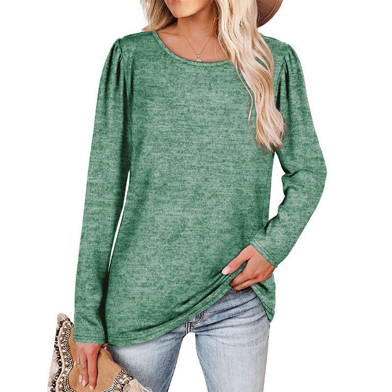 Casual Loose Pleated Long Sleeve Shirt Tunics