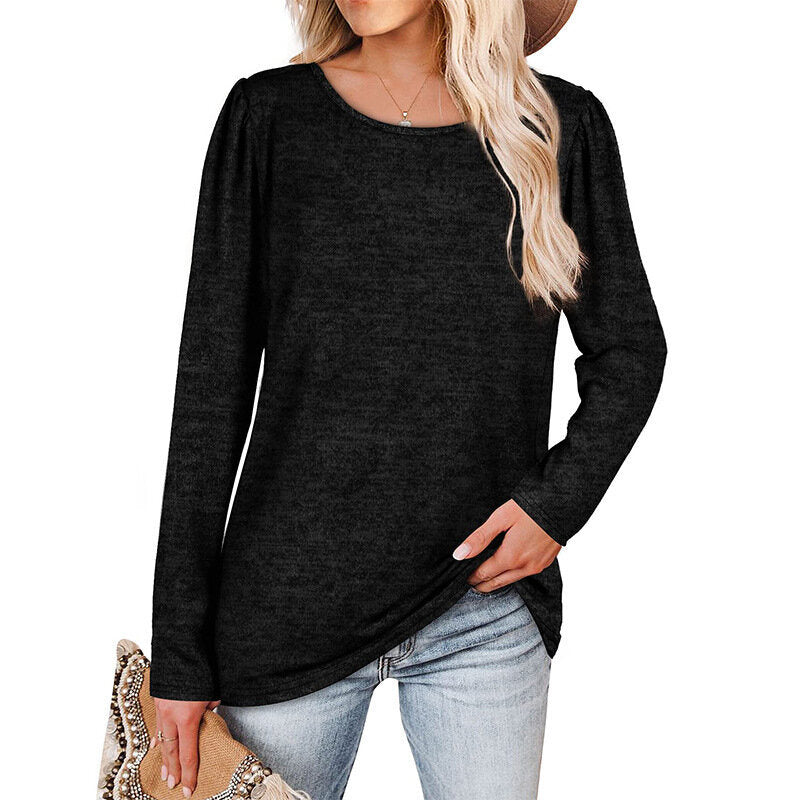 Casual Loose Pleated Long Sleeve Shirt Tunics