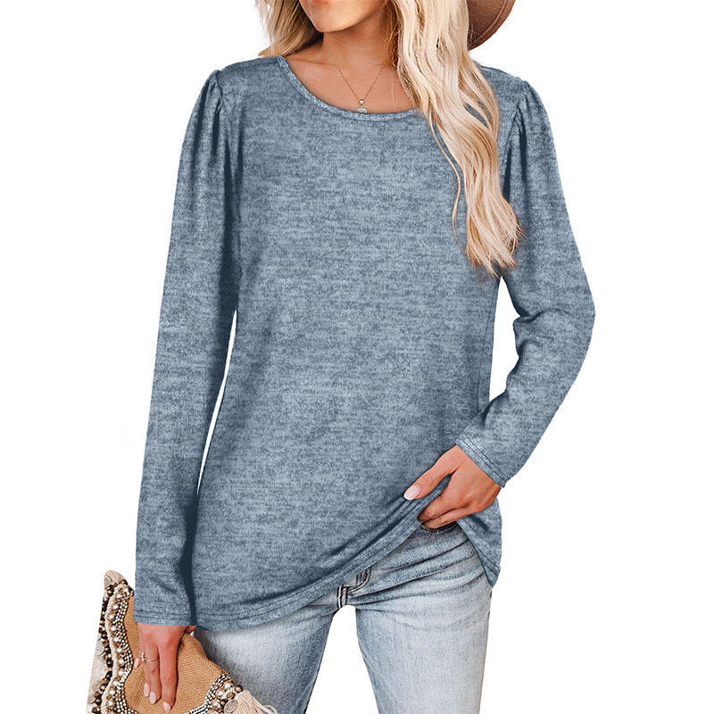 Casual Loose Pleated Long Sleeve Shirt Tunics