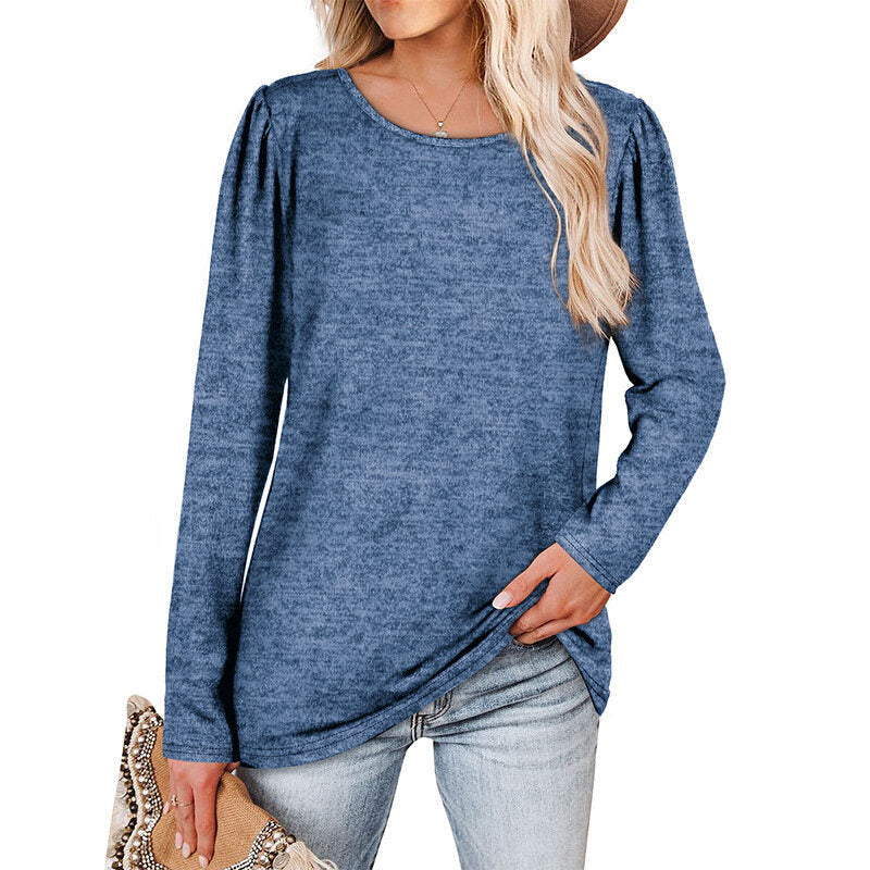 Casual Loose Pleated Long Sleeve Shirt Tunics