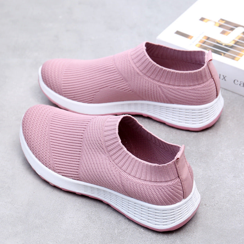 New Flying Woven Casual Socks Shoes Women Breathable Lightweight Mesh Sneaker Soft Sole Spring Summer Autumn Outdoor Comfortable