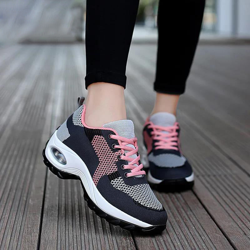 Spring Summer Autumn Women casual Shoes fly weaving Mesh Breathable Air Cushion Sneakers color matching Walking Running Fashion