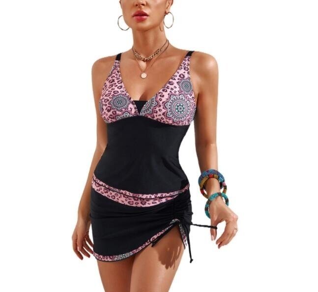 Leopard 2 Pieces Tankinis Swimsuits with Skirt