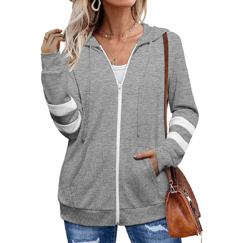 Zip Long Sleeve Hooded Sweatshirt