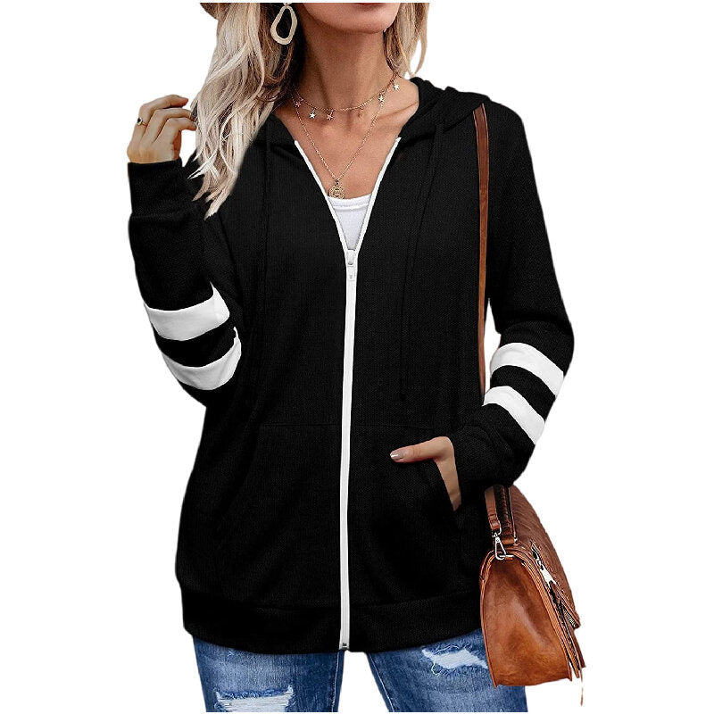 Zip Long Sleeve Hooded Sweatshirt