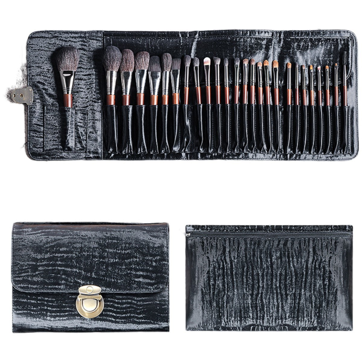 Makeup Brushes Set Foundation Blending Brush Face Powder Blush Concealers Eye Shadows Make Up Brushes Kit with Bag - 24pcs
