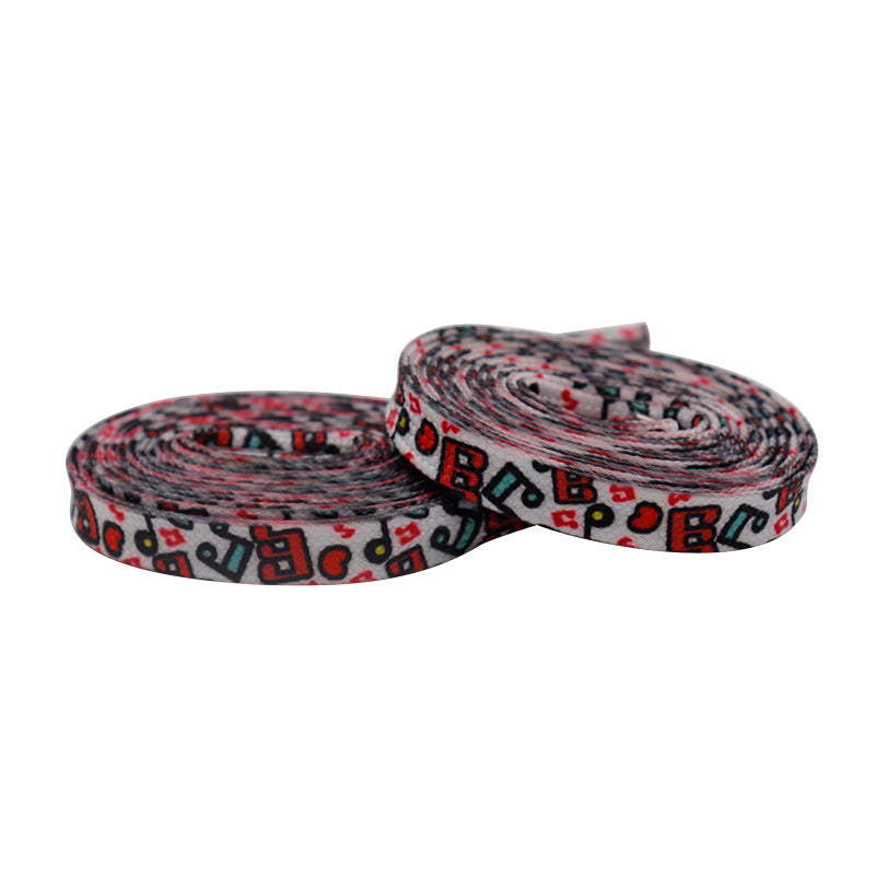 Weiou Manufacturer Wholesale Trendy Design Heat Transfer Printed Musical Note Differentiated Shoelaces match Sneaker
