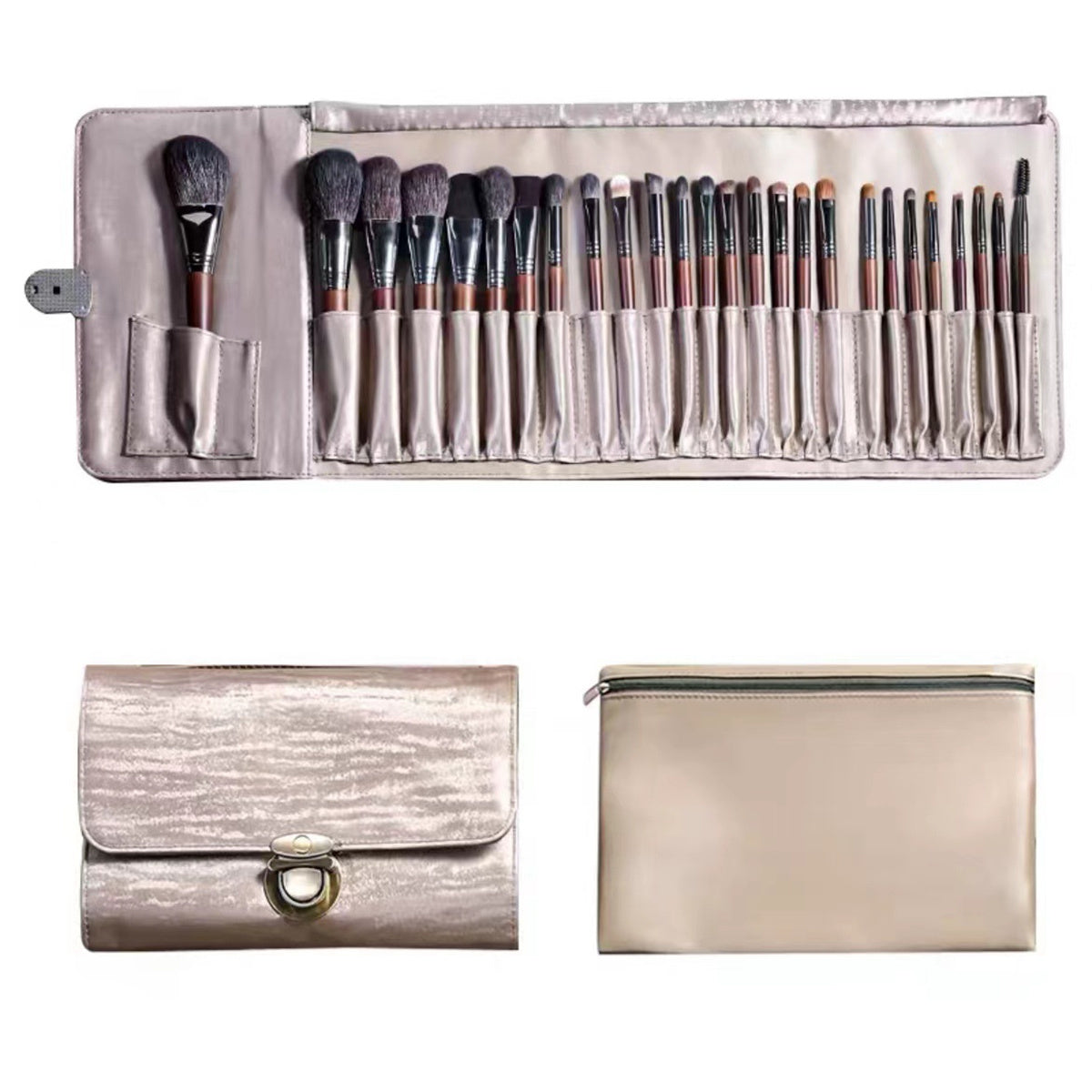 Makeup Brushes Set Foundation Blending Brush Face Powder Blush Concealers Eye Shadows Make Up Brushes Kit with Bag - 24pcs